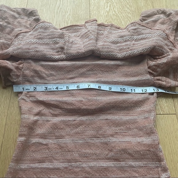 NWT Free People heirloom top with layered collar in textured stripes - Picture 6 of 11